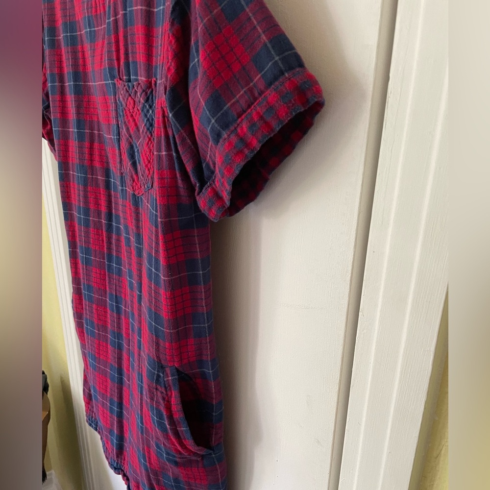 Madewell Edina Red and Blue Plaid Flannel Mini Dress - Picture 5 of 10